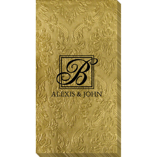 Pick Your Single Monogram with Text Carte Embossed Guest Towels